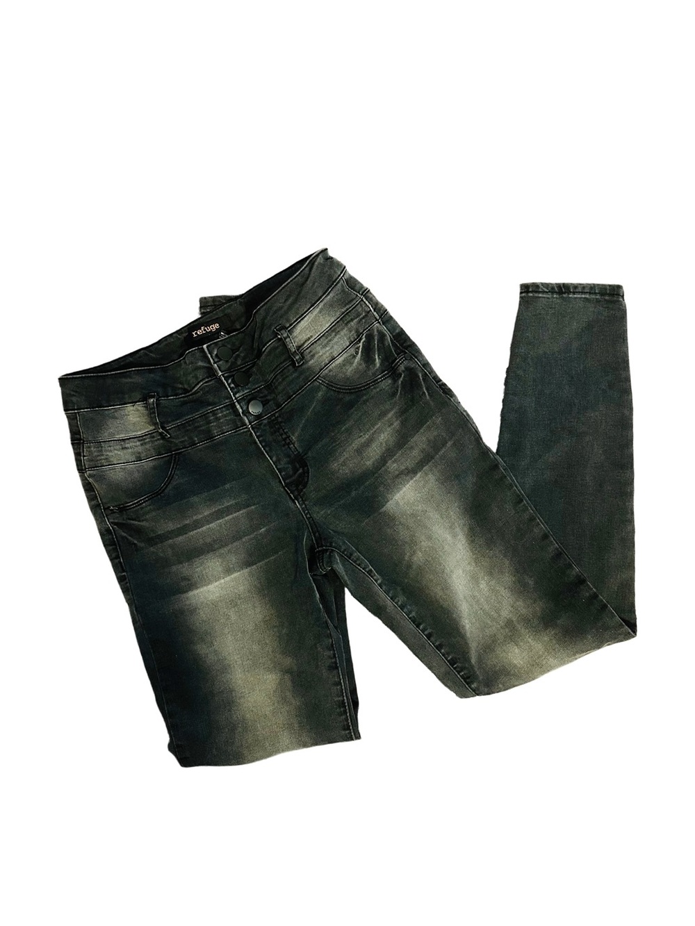 refuge Women's Straight Leg Jeans in Washed Black